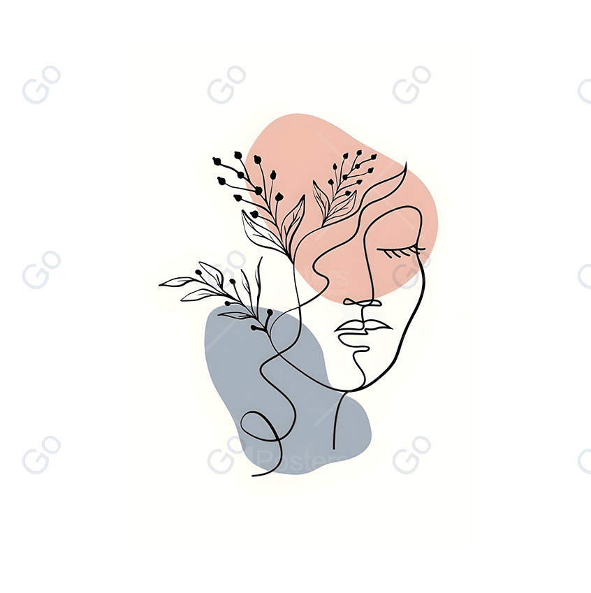 Minimal Beautiful Woman Line Art Style vo.7 - Go4Posters