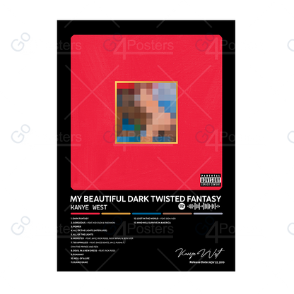 Kanye West - My Beautiful Dark Twisted Fantasy Album Poster