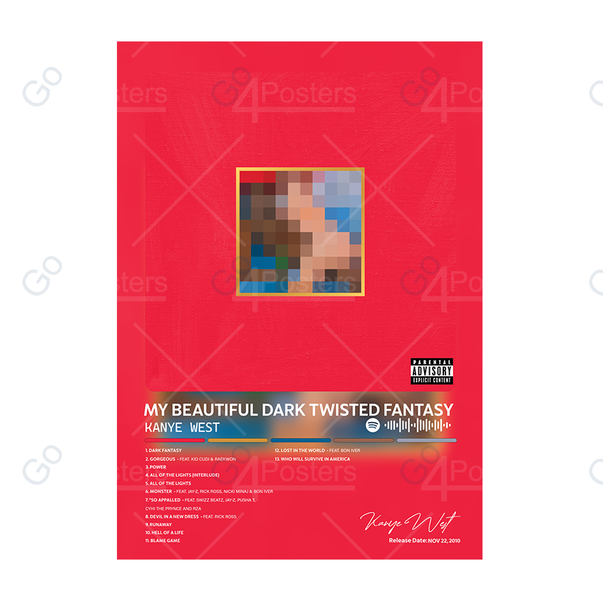 Kanye West - My Beautiful Dark Twisted Fantasy Album Poster