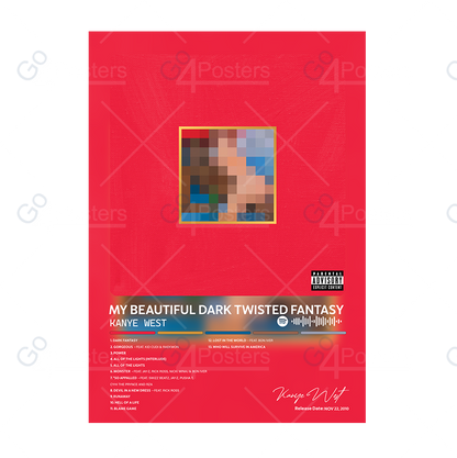 Kanye West - My Beautiful Dark Twisted Fantasy Album Poster