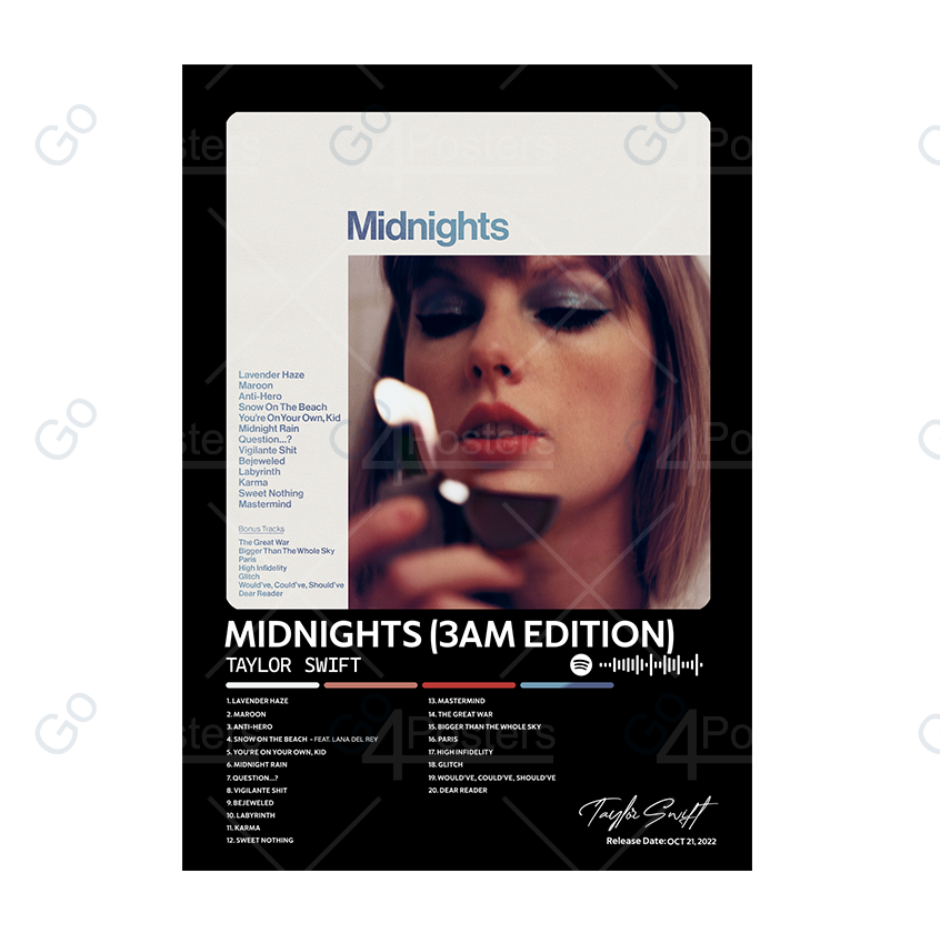 Taylor Swift - Midnights (3am Edition) Album Poster